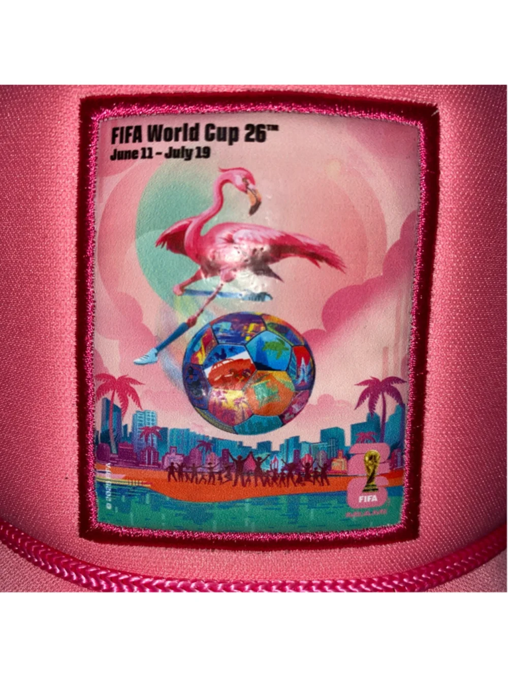FIFA World Cup 26 Official Miami Trucker Hat One Size Pink Multicolor